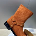 Dior Women Bolt Ankle Boot Cognac Brown Suede Calfskin KCT314SUE
