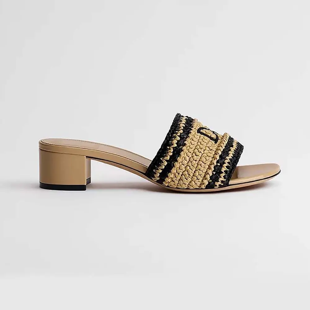 Dior Women Dioriviera Dior Woven Heeled Slide Trench Crocheted Raffia-Effect Technical Fabric (1) Dior Women Dioriviera Dior Woven Heeled Slide Trench Crocheted Raffia-Effect Technical Fabric
