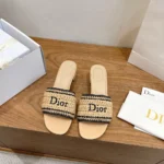 Dior Women Dioriviera Dior Woven Heeled Slide Trench Crocheted Raffia-Effect Technical Fabric