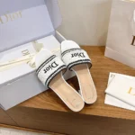 Dior Women Dioriviera Dior Woven Heeled Slide White Crocheted Raffia-Effect Technical Fabric