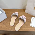 Dior Women Dioriviera Dior Woven Slide Soupir Pink Crocheted Raffia-Effect Technical Fabric