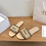 Dior Women Dioriviera Dior Woven Slide Trench Crocheted Raffia-Effect Technical Fabric