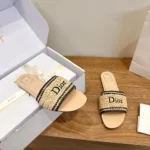 Dior Women Dioriviera Dior Woven Slide Trench Crocheted Raffia-Effect Technical Fabric