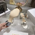 Dior Women J’Adior Heeled Sandal Embroidered Cotton and Trench Lambskin