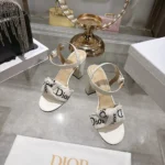 Dior Women J’Adior Heeled Sandal Embroidered Cotton and Trench Lambskin