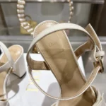 Dior Women J’Adior Heeled Sandal Embroidered Cotton and Trench Lambskin