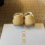 Ribbon Sneaker Beige Suede Calfskin and Gold-Tone Crinkled Laminated Lambskin