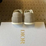 Dior Unisex Ribbon Sneaker Gray Suede Calfskin and Silver-Tone Crinkled Laminated Lambskin