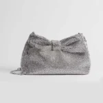 Dior Women Small Dior Bow Bag Silver-Tone Goatskin and Strass M0715PMST