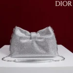 Dior Women Small Dior Bow Bag Silver-Tone Goatskin and Strass M0715PMST