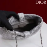 Dior Women Small Dior Bow Bag Silver-Tone Goatskin and Strass M0715PMST