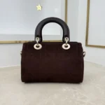 Dior Women Small Dior Granville Bag Chocolate Flat Macrocannage Suede Calfskin