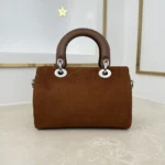 Dior Women Small Dior Granville Bag Golden Saddle Flat Macrocannage Suede Goatskin