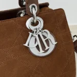 Dior Women Small Dior Granville Bag Golden Saddle Flat Macrocannage Suede Goatskin
