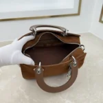 Dior Women Small Dior Granville Bag Golden Saddle Flat Macrocannage Suede Goatskin