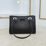 Dior Women Small Dior Promenade Shopping Bag Black Flat Cannage Calfskin