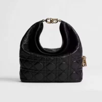 Dior Women Small Dior Toujours Hobo Bag Black Cannage Lambskin