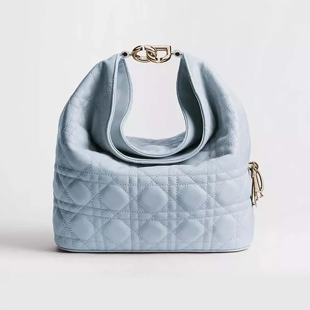 Dior Women Small Dior Toujours Hobo Bag Ice Blue Cannage Lambskin (10) Dior Women Small Dior Toujours Hobo Bag Ice Blue Cannage Lambskin