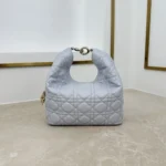 Dior Women Small Dior Toujours Hobo Bag Ice Blue Cannage Lambskin