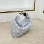 Dior Women Small Dior Toujours Hobo Bag Ice Blue Cannage Lambskin