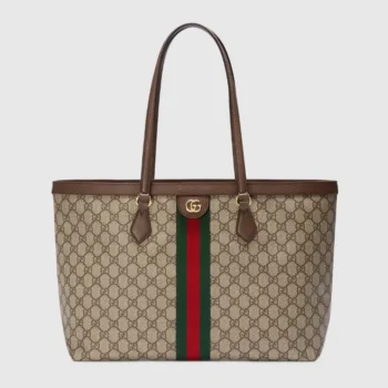 Gucci Unisex Ophidia Large Tote Bag Beige/Dark Brown GG Supreme ‎631685