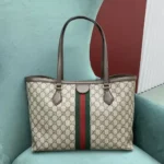 Gucci Unisex Ophidia Large Tote Bag Beige/Dark Brown GG Supreme ‎631685