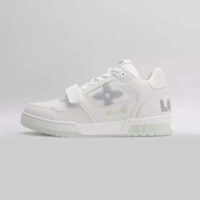 Louis Vuitton LV Unisex Trainer Sneaker White Monogram Denim Rubber Outsole Monogram Flowers