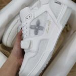 Louis Vuitton LV Unisex Trainer Sneaker White Monogram Denim Rubber Outsole Monogram Flowers