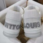 Louis Vuitton LV Unisex Trainer Sneaker White Monogram Denim Rubber Outsole Monogram Flowers