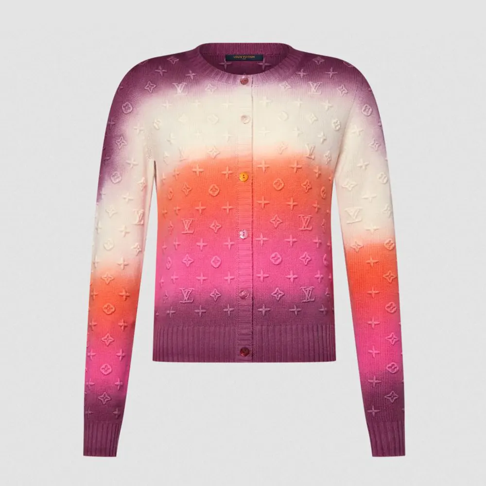 Louis Vuitton LV Women 3D Monogram Tie Dye Cardigan 1AK079 (1) Louis Vuitton LV Women 3D Monogram Tie Dye Cardigan 1AK079
