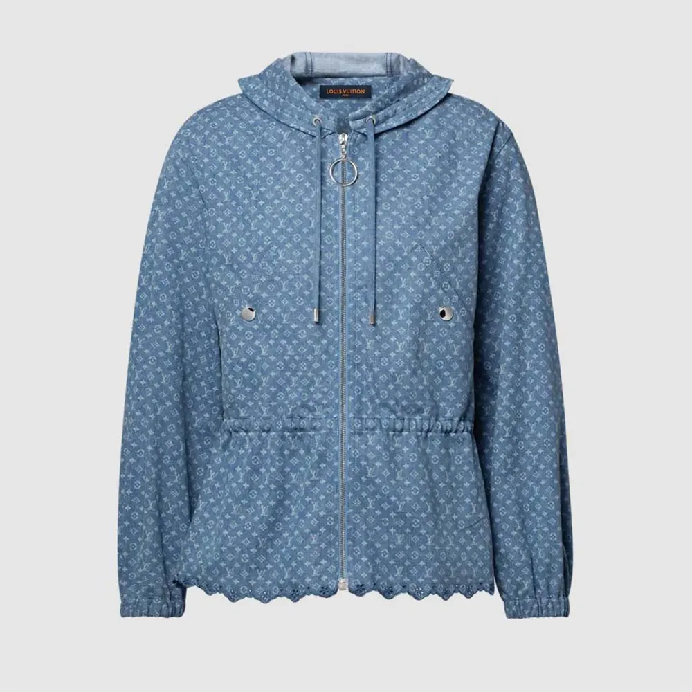 Louis Vuitton LV Women Hooded Monogram Denim Jacket 1AKDTN (1) Louis Vuitton LV Women Hooded Monogram Denim Jacket 1AKDTN