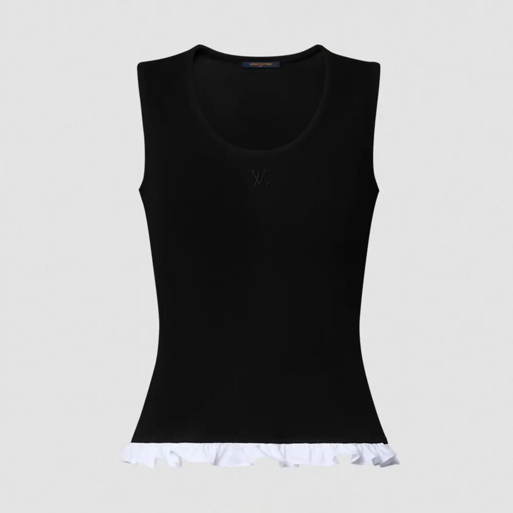 Louis Vuitton LV Women Ruffle Hem Tank Top 1AKEPM (1) Louis Vuitton LV Women Ruffle Hem Tank Top 1AKEPM