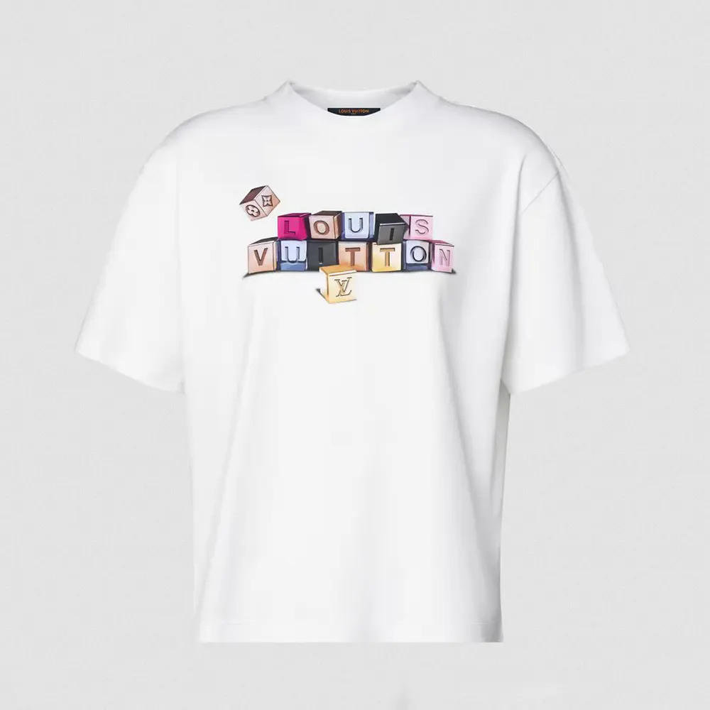 Louis Vuitton LV Women Signature Blocks T-Shirt 1AKEOI (1) Louis Vuitton LV Women Signature Blocks T-Shirt 1AKEOI