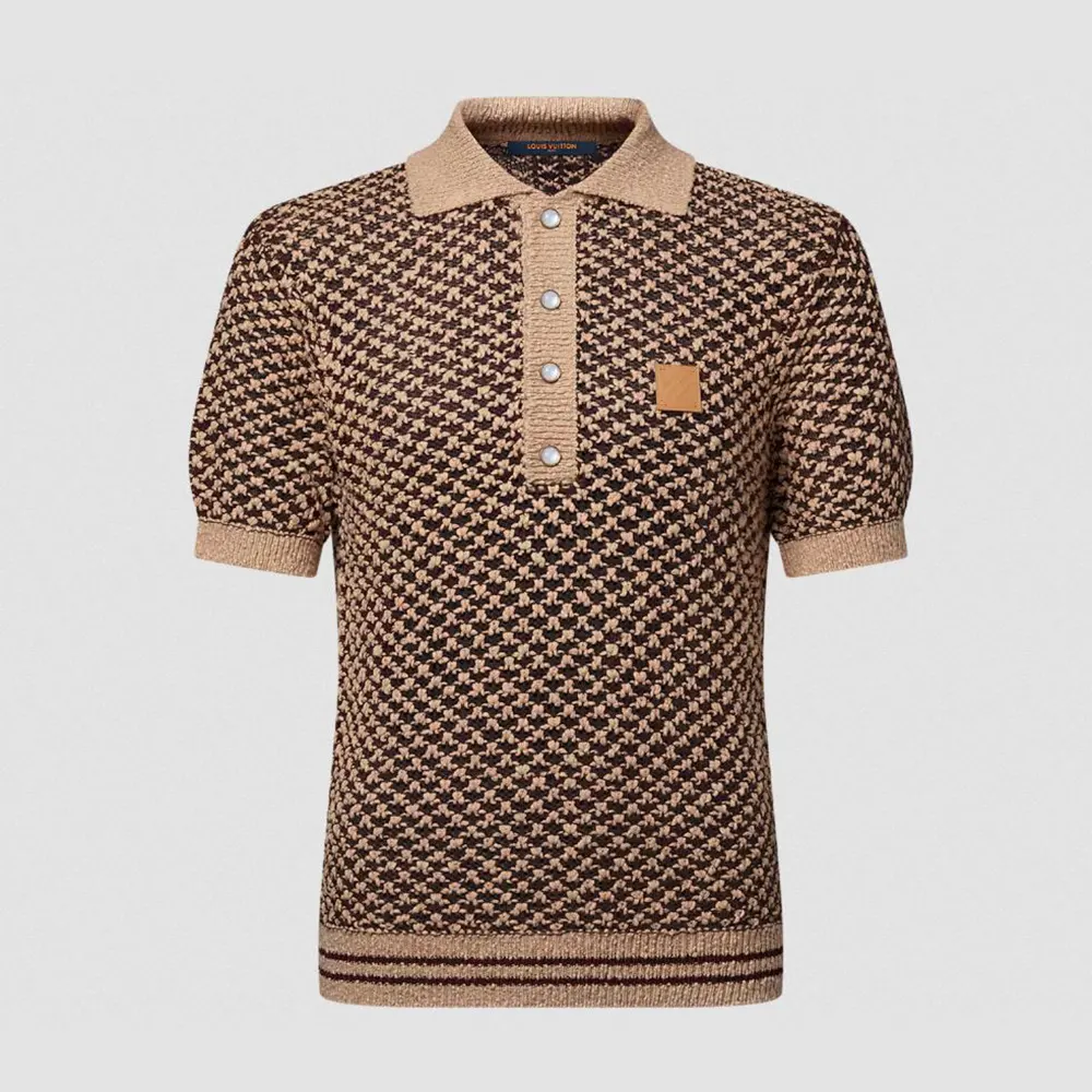 Louis Vuitton Men Short-Sleeved Knitted Mesh Polo 1AJUUF (1) Louis Vuitton Men Short-Sleeved Knitted Mesh Polo 1AJUUF