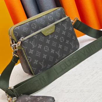 Louis Vuitton Men Trio Messenger Monogram Eclipse-Khaki Green M28628