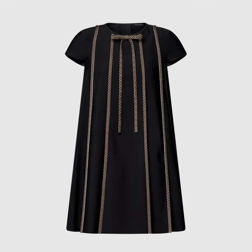 Louis Vuitton Women Monogram Accent Trapeze Dress 1AKE6Z (1) Louis Vuitton Women Monogram Accent Trapeze Dress 1AKE6Z