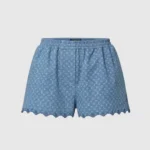 Louis Vuitton Women Monogram Denim Mini Shorts 1AKE5F