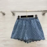 Louis Vuitton Women Monogram Denim Mini Shorts 1AKE5F