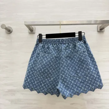 Louis Vuitton Women Monogram Denim Mini Shorts 1AKE5F