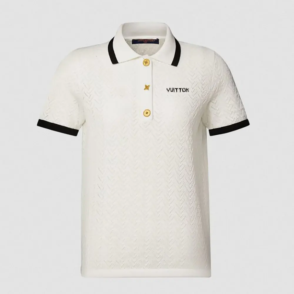 Louis Vuitton Women Pointelle Polo Top 1AK0CD (1) Louis Vuitton Women Pointelle Polo Top 1AK0CD
