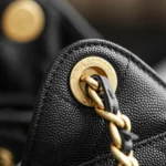 Chanel Women 25 Mini Handbag Grained Calfskin Gold Tone Metal Black