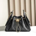 Chanel Women 25 Mini Handbag Grained Calfskin Gold Tone Metal Black