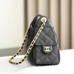 Chanel Women 25 Mini Handbag Grained Calfskin Gold Tone Metal Black