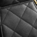 Chanel Women 25 Mini Handbag Grained Calfskin Gold Tone Metal Black