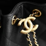 Chanel Women 25 Mini Handbag Grained Calfskin Gold Tone Metal Black