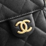 Chanel Women 25 Mini Handbag Grained Calfskin Gold Tone Metal Black
