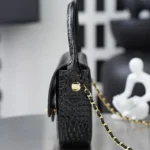 Chanel Women Flap Bag with Top Handle Crocodile Embossed Calfskin Black