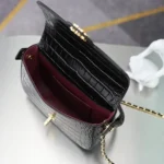 Chanel Women Flap Bag with Top Handle Crocodile Embossed Calfskin Black