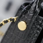 Chanel Women Flap Bag with Top Handle Crocodile Embossed Calfskin Black