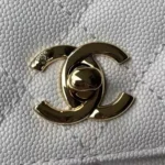 Chanel Women Iridescent Caviar Quilted Extra Mini Coco Handle Flap White